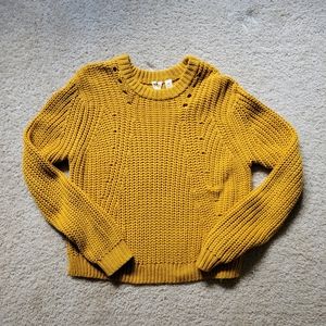 Roxy Chunky Knit Sweater. Burnt Yellow. Size Large.
